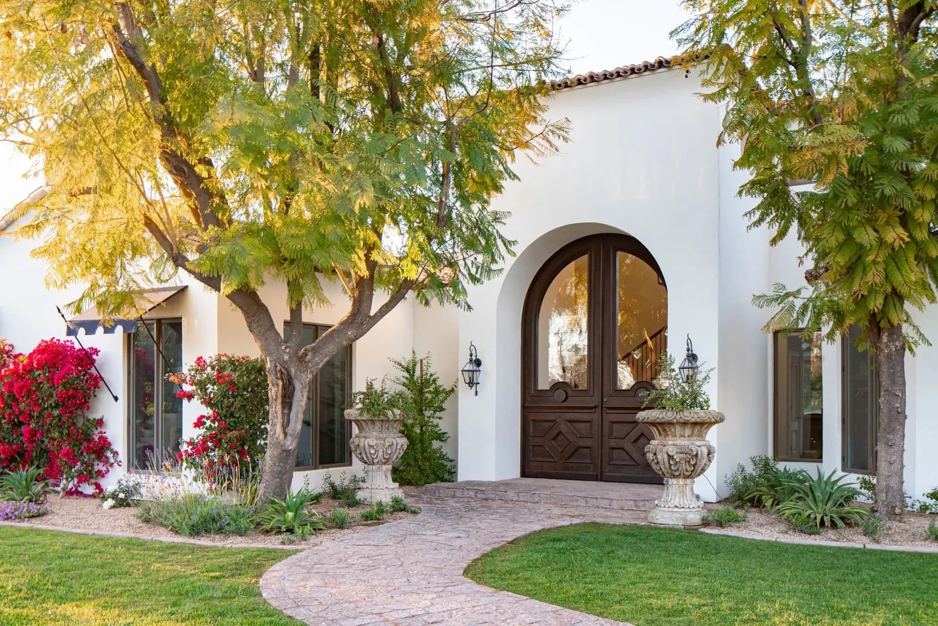 Arcadia home exterior with mature landscaping