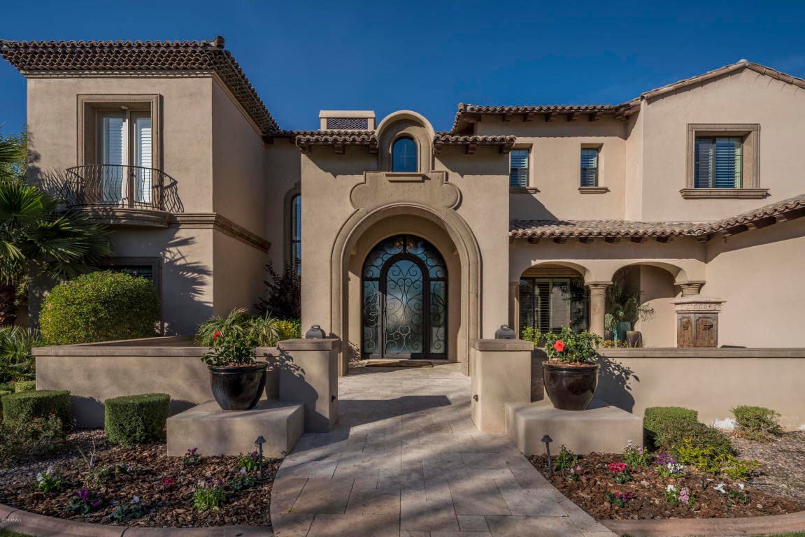 Scottsdale luxury home exterior with desert landscaping